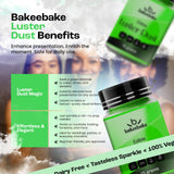 Bakeebake Luster Dust Edible 15g - Edible Glitter for Drinks & Desserts - Gluten Free Edible Green Dust for Cake Decorating - Tasteless Vegan Drink