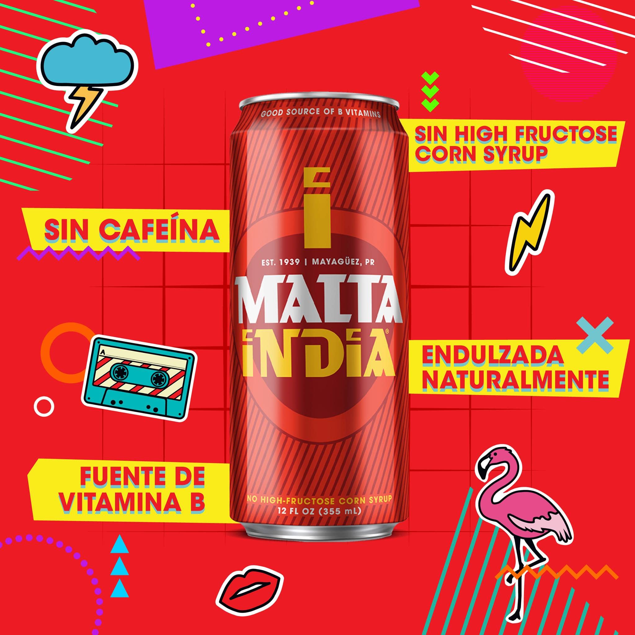 Malta India - Malt Beverage Non Alcoholic Original from Puerto Rico, 8 Ounce (Pack of 6) - Packaging may vary