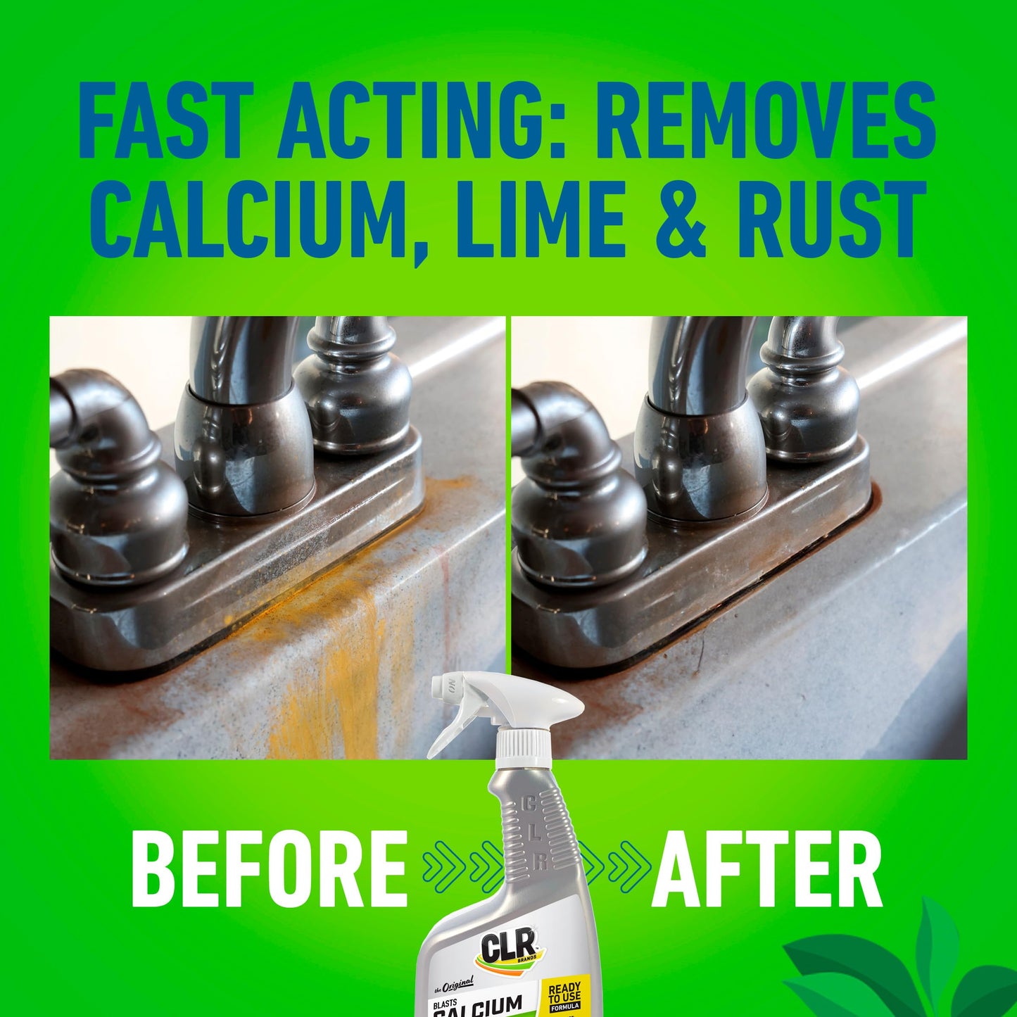 CLR Brands® Lime & Rust Remover, Blasts Calcium, Dissolves Lime, Zaps Stubborn Rust Stains and Hard Water, 22 Ounce Spray Bottle (Pack of 1)