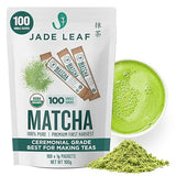 Jade Leaf Matcha Organic Ceremonial Grade Matcha Green Tea Powder On The Go Packets - For Lattes, Smoothies, Usucha, 100 Count (0.04 Ounce Packets)
