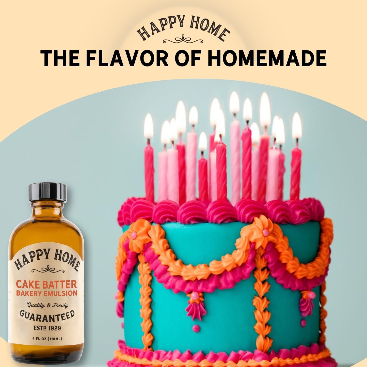 Happy Home Cake Batter Bakery Emulsion, Kosher, Gluten-Free, Dairy-Free, Nut-Free, 4 fl oz