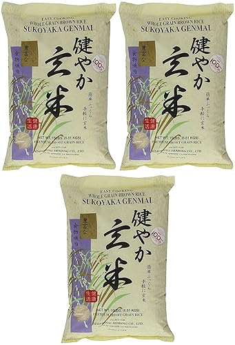 Sukoyaka Brown Rice, Genmai, 15-Pound Pack of 3