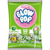 Charms Blow Pop Single Flavor Bag - Sour Apple Flavored Lollipops with a Bubble Gum Center - Individually Wrapped Hard Candy - Green Candy - Peanut