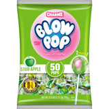Charms Blow Pop Single Flavor Bag - Sour Apple Flavored Lollipops with a Bubble Gum Center - Individually Wrapped Hard Candy - Green Candy - Peanut