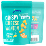 Jans Crispy Cheese Wonton Chips with Cheese Filling 5.29 oz - Crunchy Bite Size Snacks Fried Wonton Strips Snack, Cheese Crisps, Authentic Asian
