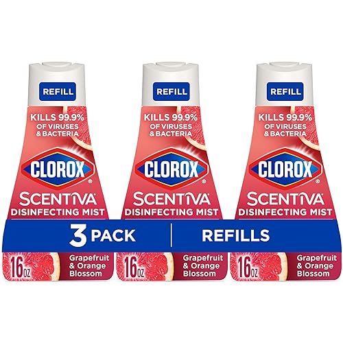 Clorox Scentiva Disinfecting Mist, Grapefruit and Orange Blossom, Refill, 16 Fl Oz Each, Pack of 3