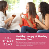 Big Heart Tea Co. Tea Bags - Blushing Pink Hibiscus - Certified Organic, Naturally Sweet Ayurvedic Herbal Decaf Tea with Small Batch Ground Herbs
