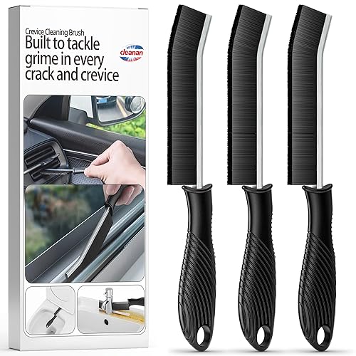 3-Pack Hard Bristle Crevice Cleaning Brush Household Use, Grout Brush for Small Tight Spaces, Multi-Use for Bathroom, Kitchen, Car, Window Tracks