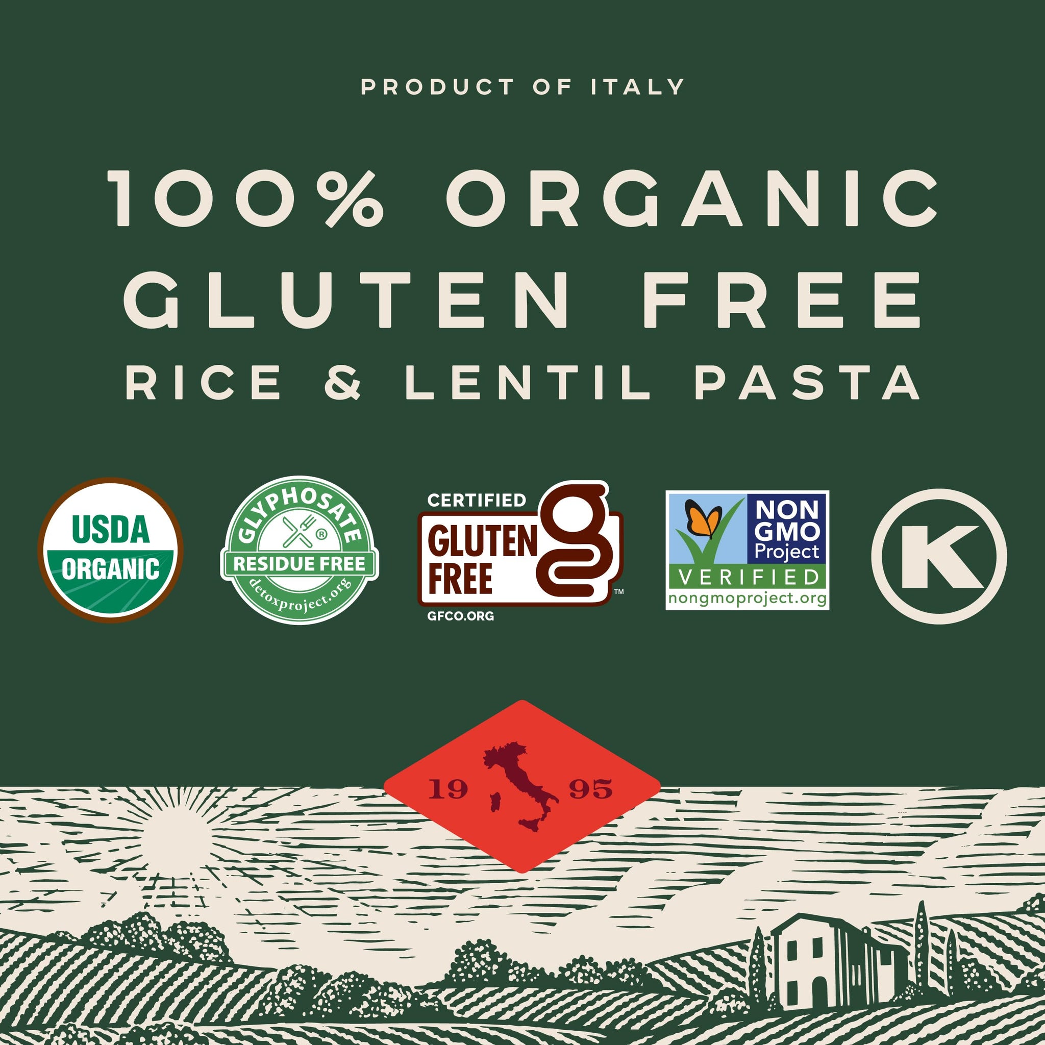 Bionaturae Fusilli Pasta Noodles - Gluten Free Pasta Organic, Rice & Lentil Pasta, Kosher Certified, High Protein, Non-GMO, Fusilli Pasta Organic