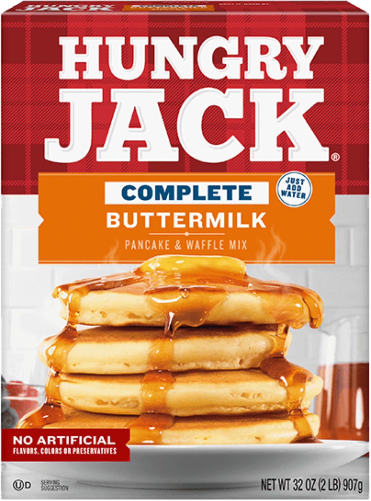 Hungry Jack Complete Buttermilk Pancake & Waffle Mix, 32 oz (Pack of 2) with By The Cup Spatula Knife
