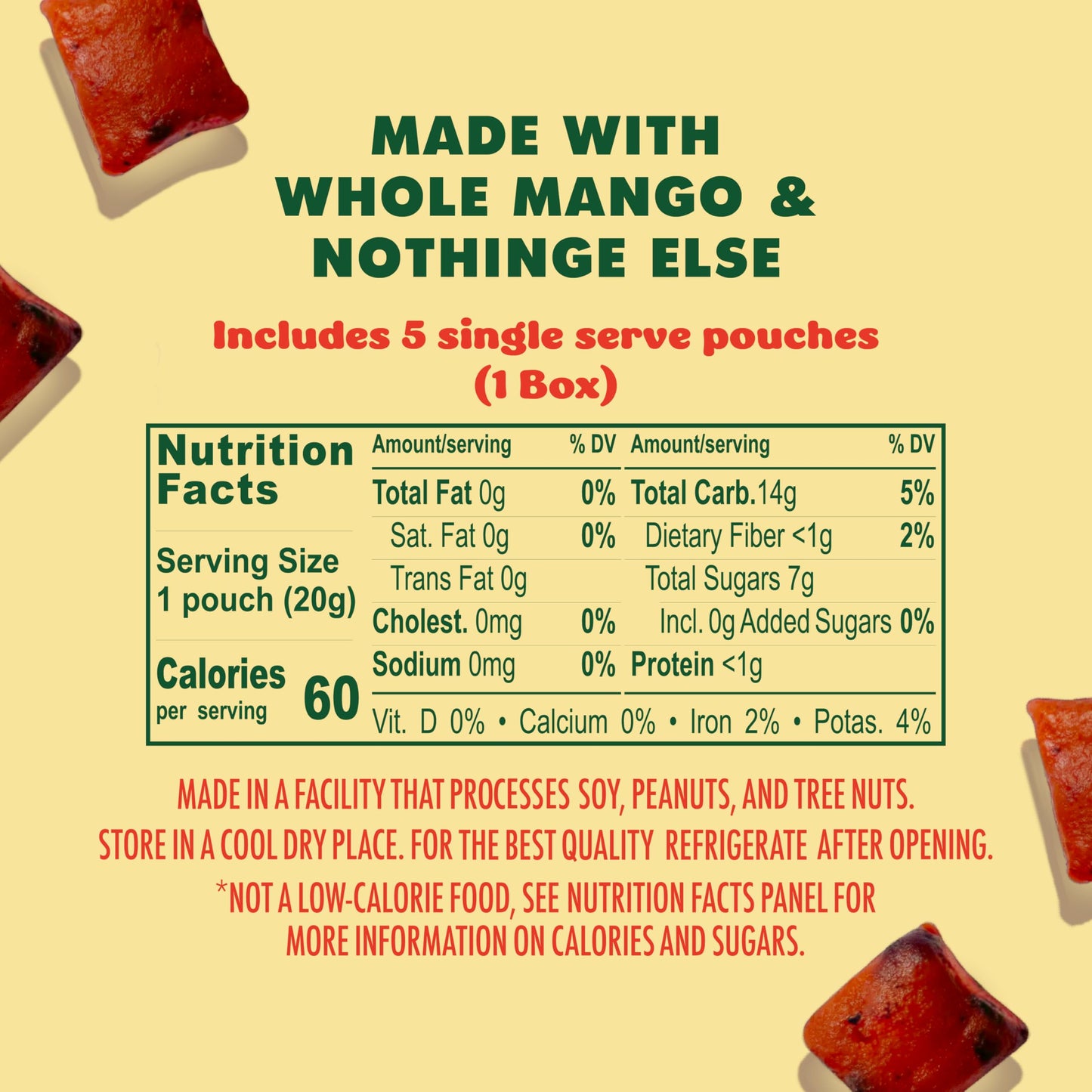 SOLELY - Organic Mango Whole Fruit Gummies (Pack of 1 Box, 5 Bags per Box) - Real Fresh Fruit - Healthy Snacks for Adults & Kids - Non GMO, Vegan