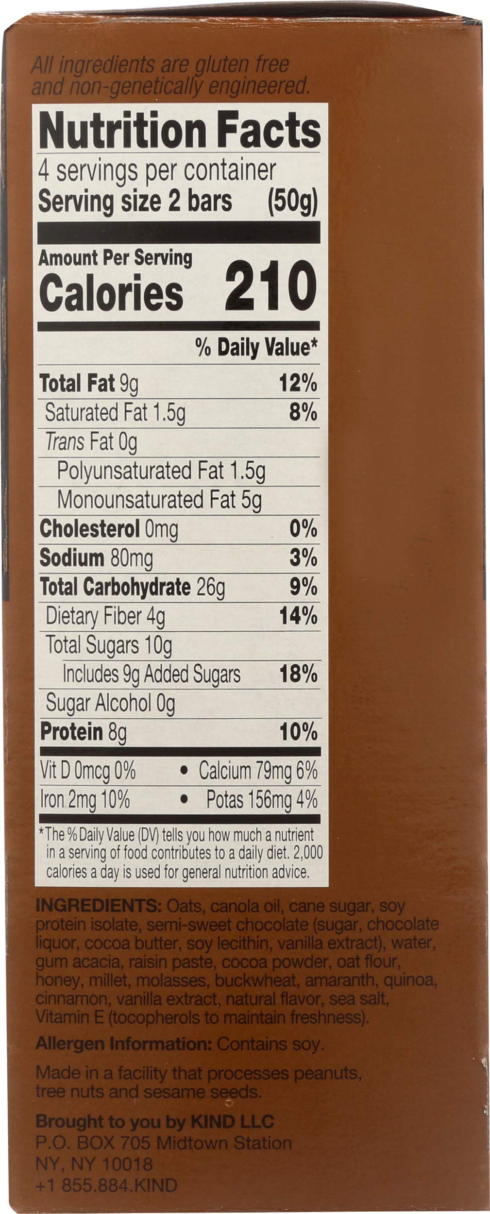 Kind, Prtn Bar, Dark Chocolate, Pack of 8, Size 4/1.76OZ, (Dairy Free)