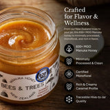 Bees & Trees Manuka Honey 830+ MGO - Raw, Pure New Zealand Monofloral Honey - Unpasteurized & Minimally Filtered - Ideal for Tea, Coffee, Dressings