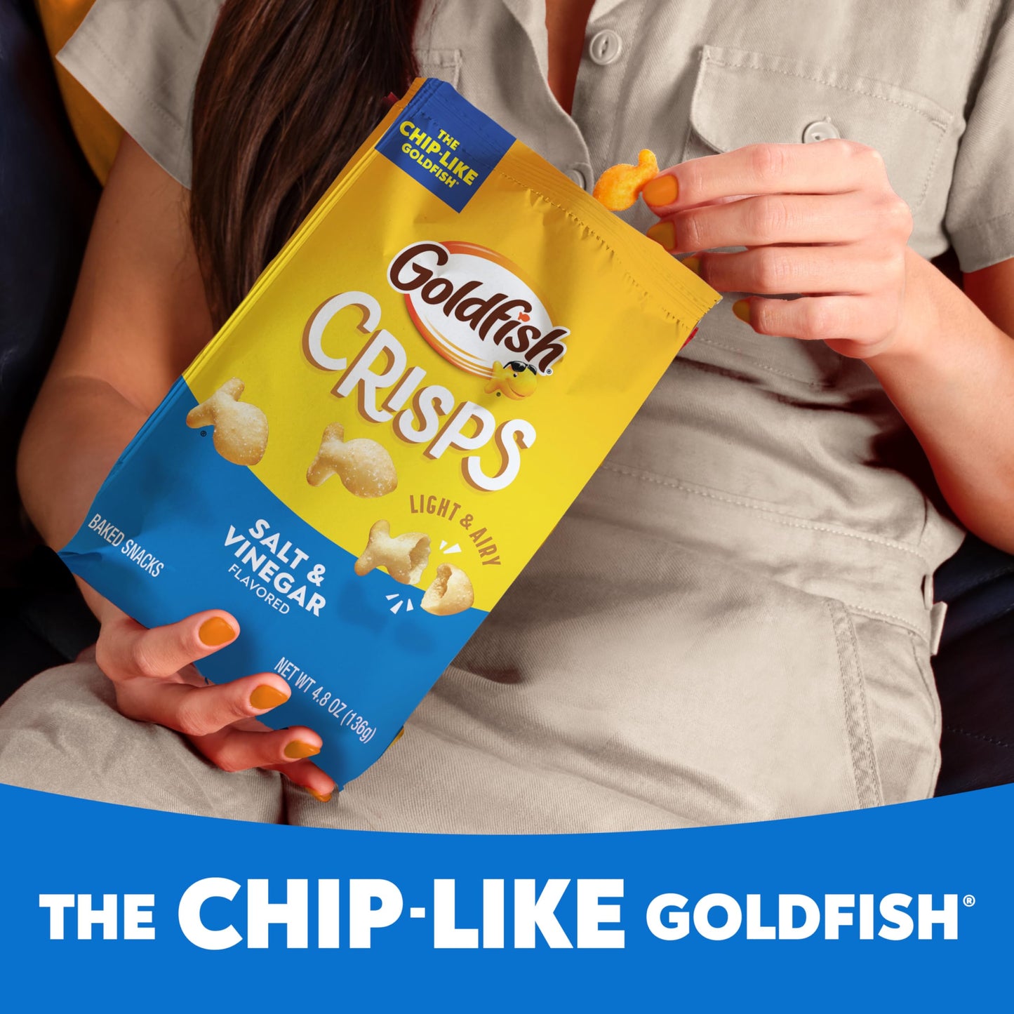 Goldfish Crisps Salt & Vinegar Baked Chip Crackers, 4.8 Oz Bag