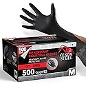 Venom Steel Industrial Nitrile Gloves, Chemical Resistant Disposable Black Gloves, Latex-Free, Powder-Free, Textured Grip, Heavy Duty Two-Layer