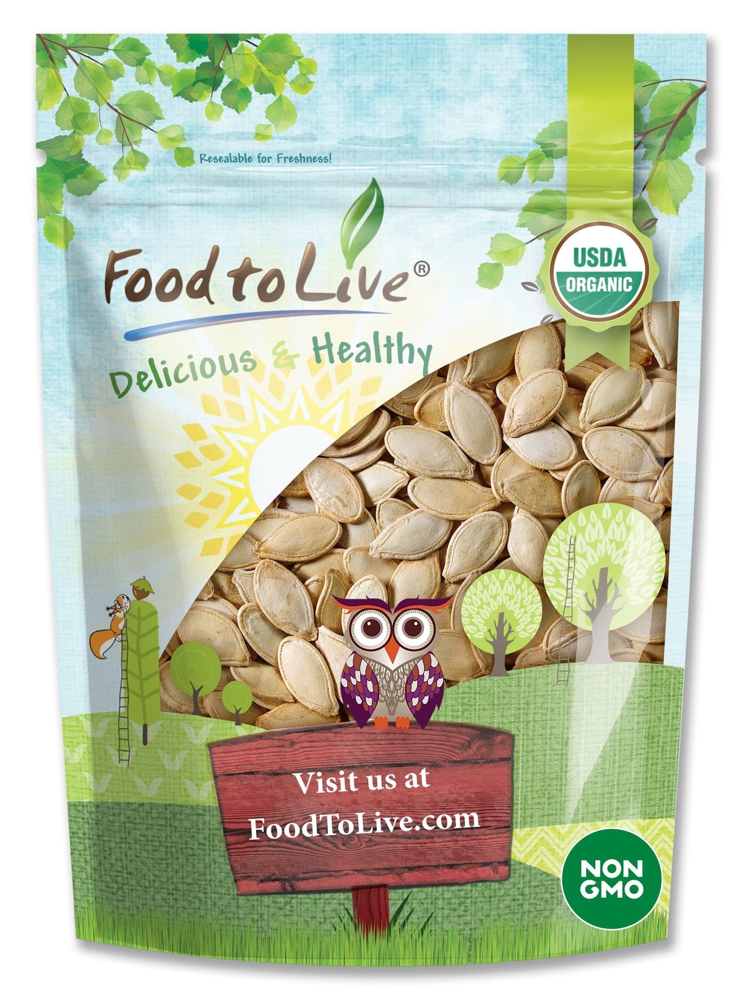 Food to Live Organic Dry Roasted Pumpkin Seeds in Shell with Himalayan Salt, 12 Ounces - Nutritious Snack Made from Premium Non-GMO Seeds, Perfect