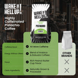 Wake The Hell Up! 1lb Ultra-Caffeinated Pistachio Ground Coffee, Low Acid, Medium-Dark Roast