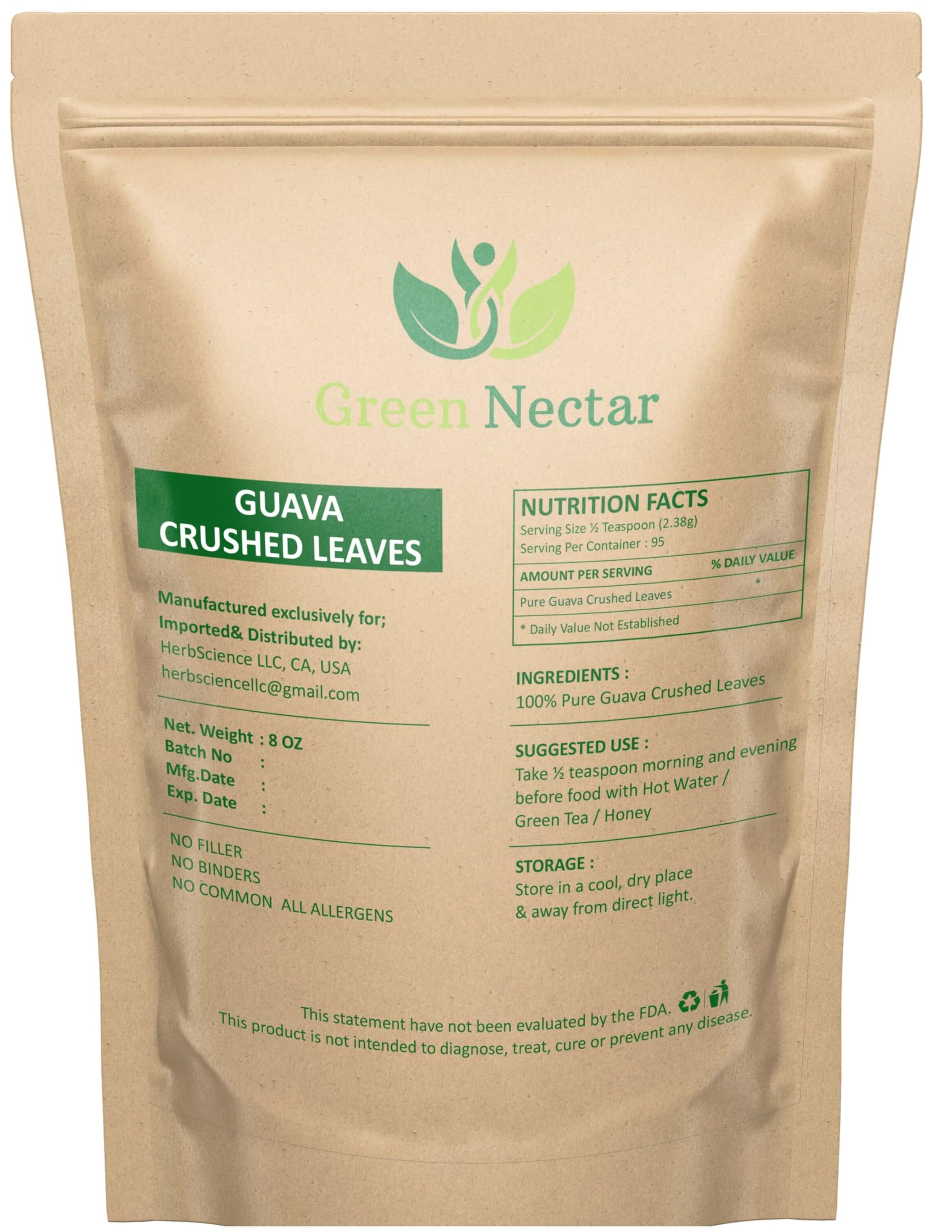 Guava Leaf Tea (Crushed, Dried, 8 OZ) - Hair Re-Growth, Skin & Nails, No Preservatives, 100% Pure Guava Leaves (8 Oz - 1 Pack)