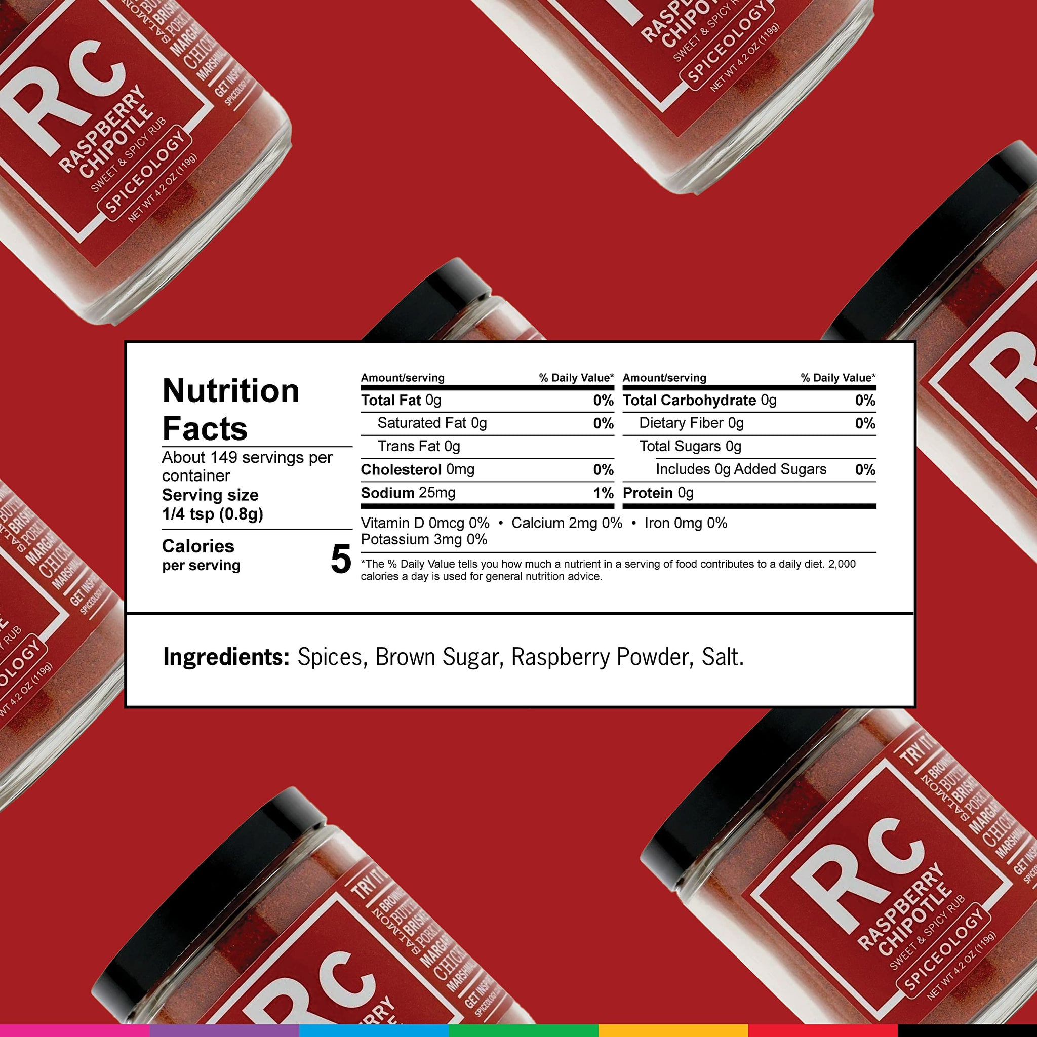 Spiceology - Raspberry Chipotle Sweet & Spicy All-Purpose BBQ Seasoning Spice Rub - Use on: Ribs, Pork, Bacon or Chicken - 4.2 oz