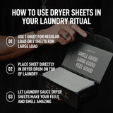 Laundry Sauce - Laundry Dryer Sheets (Australian Sandalwood), Luxury Fragrance, Contains Essential Oils, Softens Fabric, Removes Static Cling