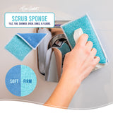 Don Aslett’s Scrub & Switch Combo Set | Dual-Sided Scrub, Clean, and Polish Sponges Included | Handheld Tool for Extra Scrubbing Power | Reusable