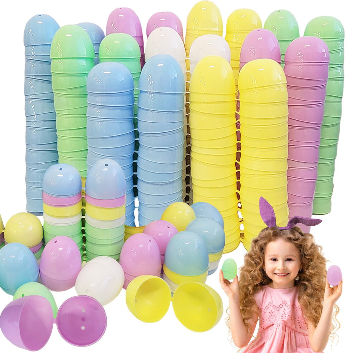 Fillable Easter Eggs 1000-Pack, Pastel Colorful Bright Plastic Easter Eggs with Hinge, Perfect For Easter Egg Hunt, Surprise Egg, Easter Hunt