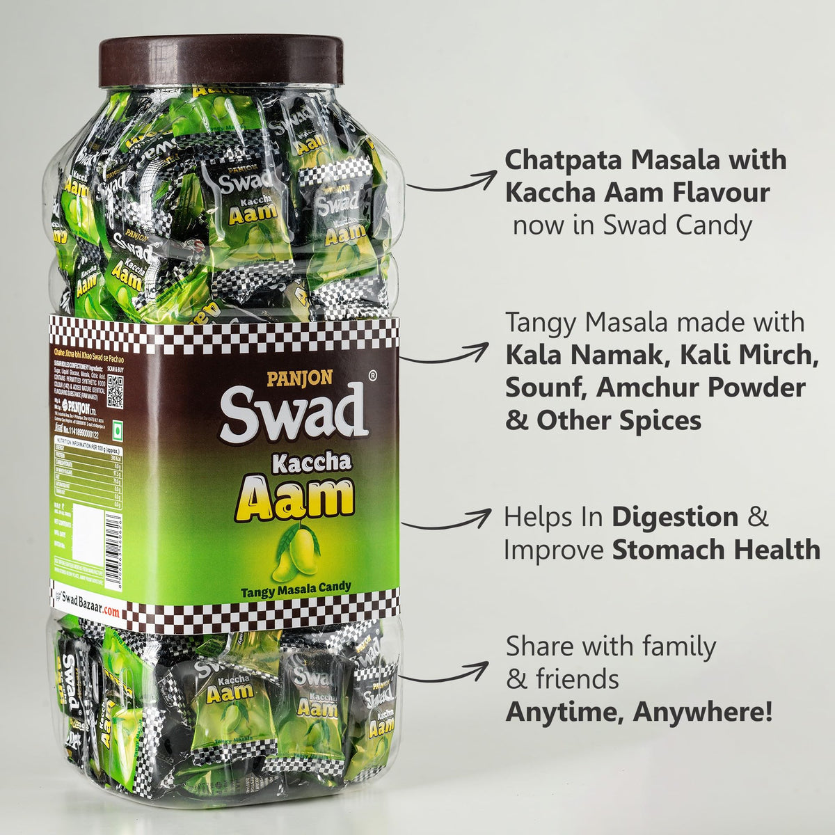 Swad Digestive Chocolate Candy Jar, Kacha Aam, 927g