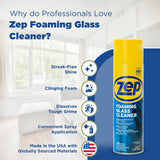 Zep Foaming Glass and Plexiglass Cleaner - 19 oz (Case of 4) ZUFGC19 - Foaming Formula that clings to Vertical Surfaces for Streak-Free Glass Cleaning