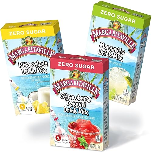 Margaritaville Singles to Go Drink Mix Variety Pack - 4 Margarita, 4 Pina Colada & 4 Strawberry Daiquiri (12) Boxes Total