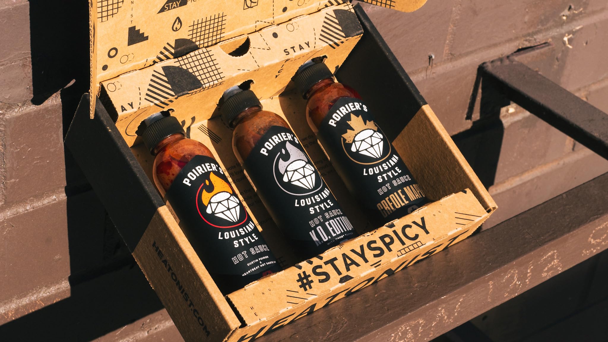 Heatonist Dustin Poirier's Louisiana Style Hot Sauce Trio: Poirier's Creole Maple, KO Edition and Traditional - Official Hot Sauce of UFC