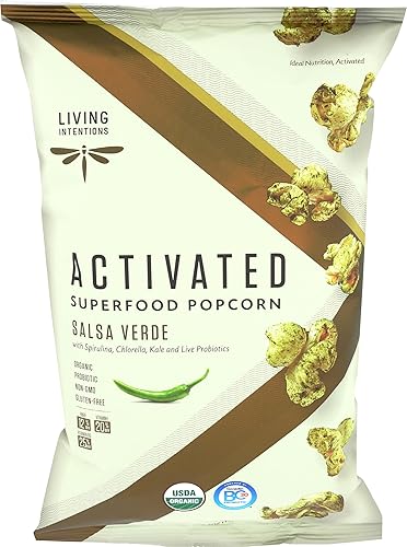 Living Intentions Organic Superfood Popcorn - Salsa Verde - NonGMO - Gluten Free - Vegan - 4 Ounce Unit