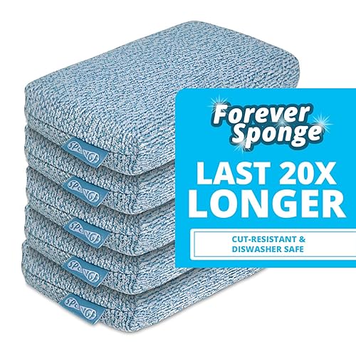 Grill Rescue Heavy Duty Kitchen Sponge - Lasts 20x Longer, Scratch-Free, Safe for Non-Stick Cookware - Cut Resistant, Versatile Household, Bathroom