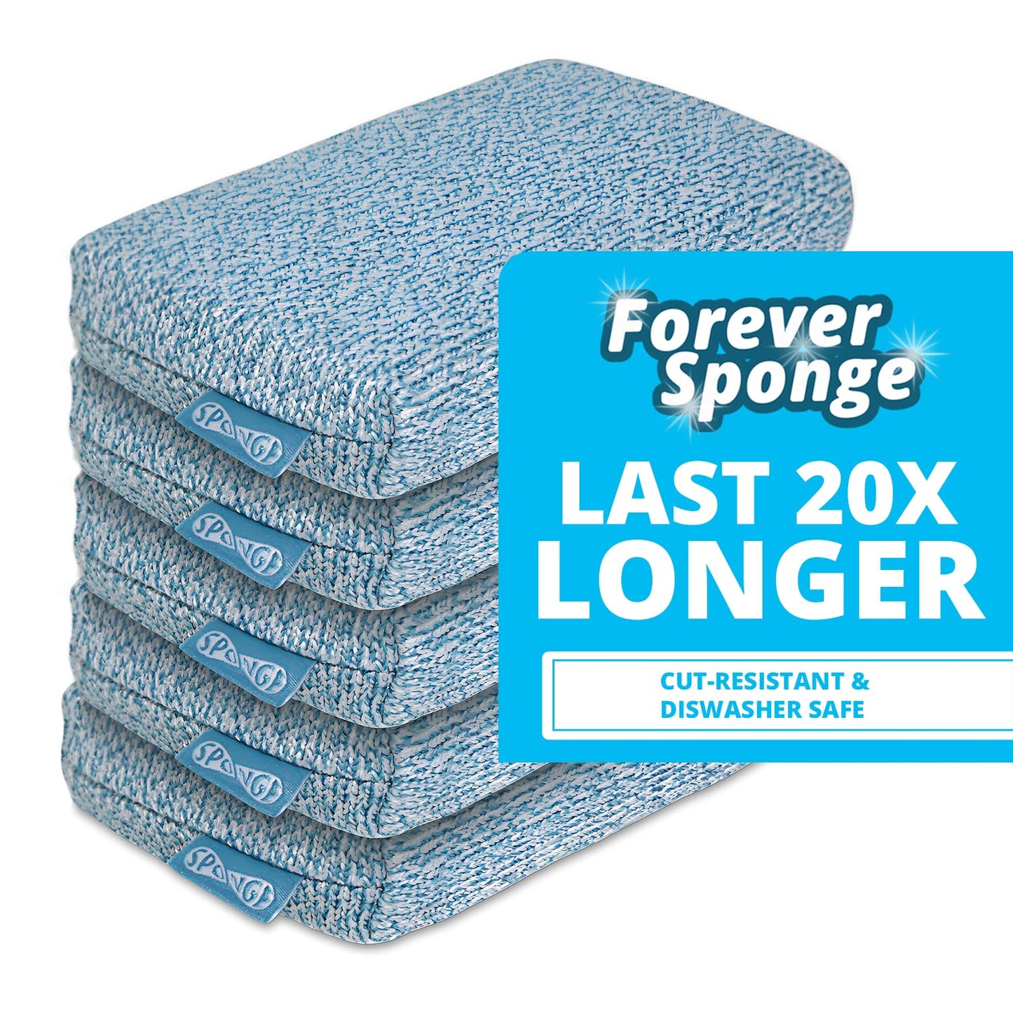 Grill Rescue Heavy Duty Kitchen Sponge - Lasts 20x Longer, Scratch-Free, Safe for Non-Stick Cookware - Cut Resistant, Versatile Household, Bathroom