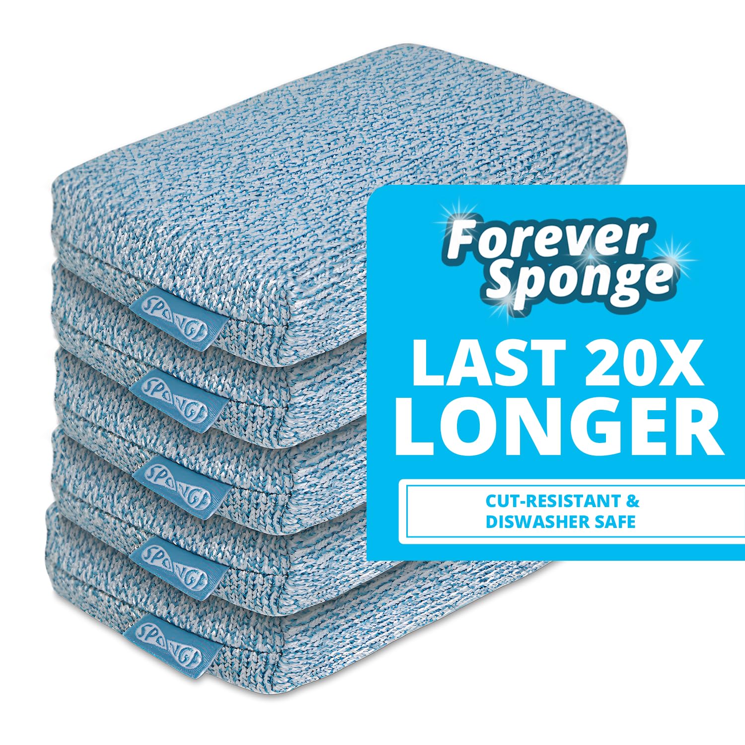 Grill Rescue Heavy Duty Kitchen Sponge - Lasts 20x Longer, Scratch-Free, Safe for Non-Stick Cookware - Cut Resistant, Versatile Household, Bathroom