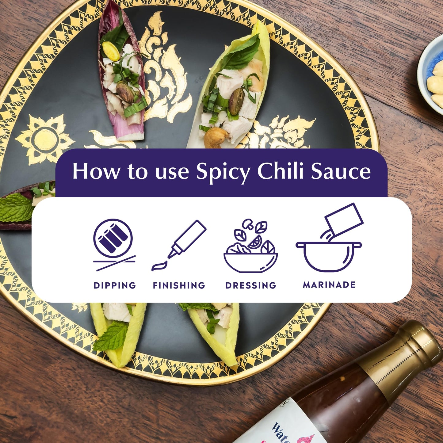 Watcharee's Thai Spicy Chili Sauce, Gluten Free, Vegan, Authentic Stir Fry, Dressing, Rice Seasoning, Condiment & Dipping Sauce - 8.1 oz Bottle (Pack