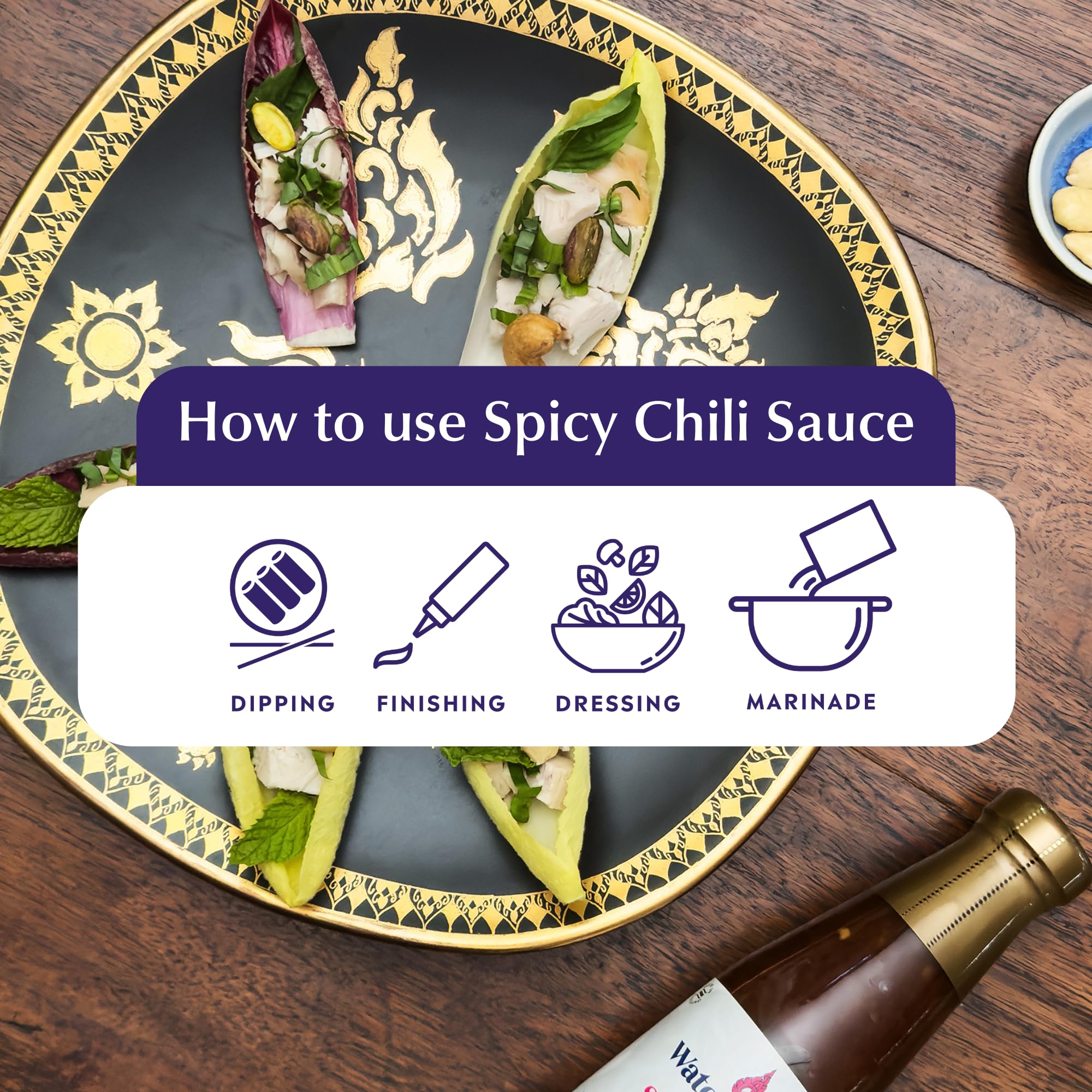 Watcharee's Thai Spicy Chili Sauce, Gluten Free, Vegan, Authentic Stir Fry, Dressing, Rice Seasoning, Condiment & Dipping Sauce - 8.1 oz Bottle (Pack