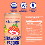 Wild Wonder Organic Strawberry Passion Probiotic Sparkling Drink, 12 FZ