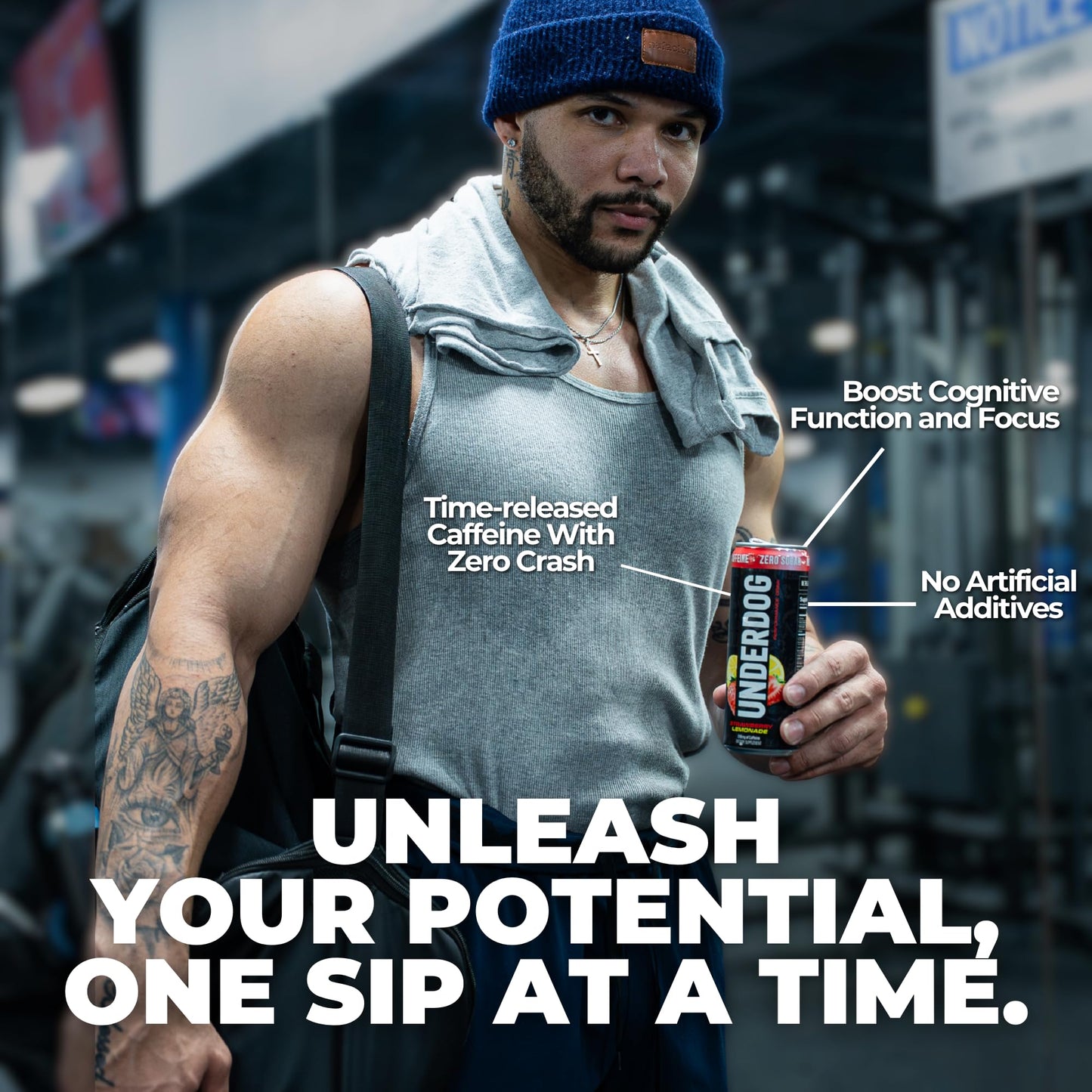 Underdog Performance Energy Drink, Strawberry Lemonade, Nootropics, Green Tea Extract, Citrulline, Clean, Sugar Free Fast & Slow Release 249mg