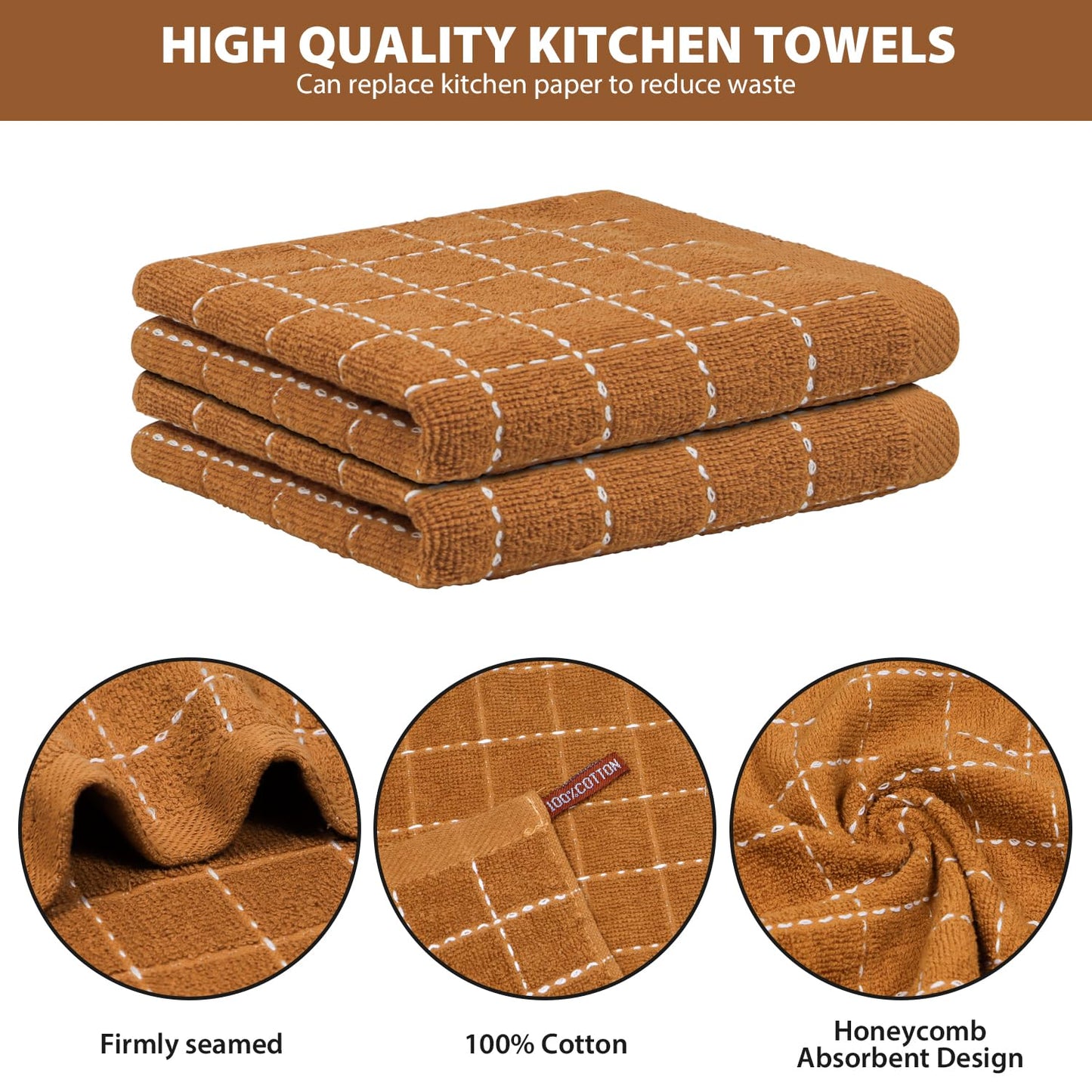 Nialnant 6 Pack Dish Cloths for Washing Dishes, 100% Cotton Reusable Cleaning Rag,Ultra Soft Absorbent, Quick Drying Dish Towels for Kitchen,12x12