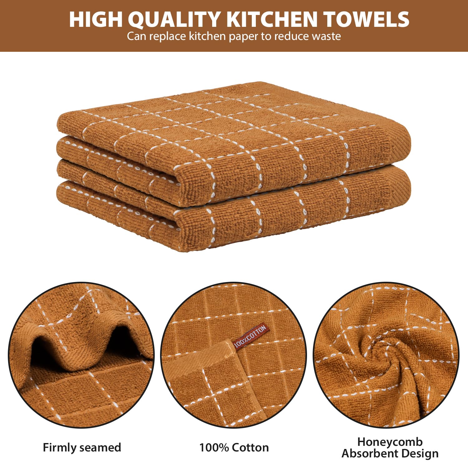 Nialnant 6 Pack Dish Cloths for Washing Dishes, 100% Cotton Reusable Cleaning Rag,Ultra Soft Absorbent, Quick Drying Dish Towels for Kitchen,12x12