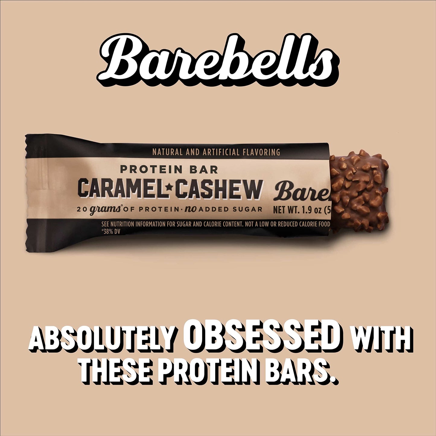 Barebells Protein Bars Caramel Cashew - 12 Count, Pack of 2 - Protein Snacks with 20g of High Protein - Chocolate Protein Bar with 1g of Total Sugars