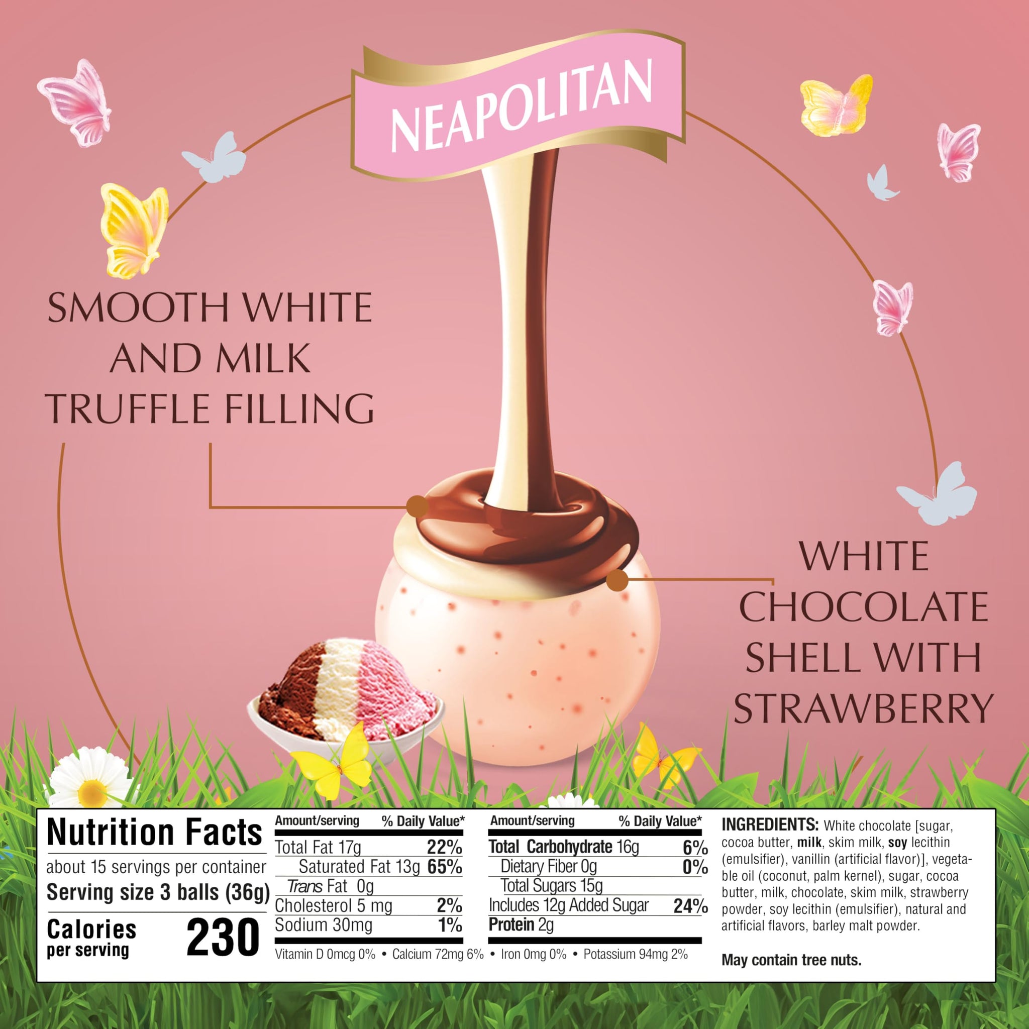 Lindt LINDOR Spring Neapolitan White Chocolate Truffles, Chocolates with Smooth, Melting Truffle Center, 19 Oz Bag