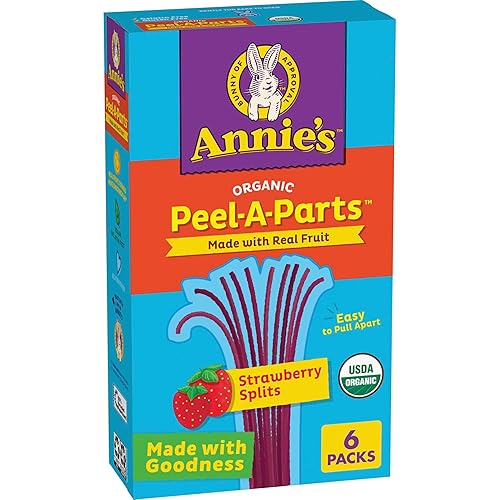 Annie's Organic Peel-A-Parts Fruit Flavored Snacks, Strawberry Splits, Gluten Free, 6 Count, 3.3 oz