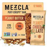 Mezcla Puff-Crispy Plant Based Protein Bars - Peanut Butter Chocolate - Healthy Snacks for Adults & Kids - Perfect School, Travel, & Office Snacks