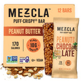 Mezcla Puff-Crispy Plant Based Protein Bars - Peanut Butter Chocolate - Healthy Snacks for Adults & Kids - Perfect School, Travel, & Office Snacks
