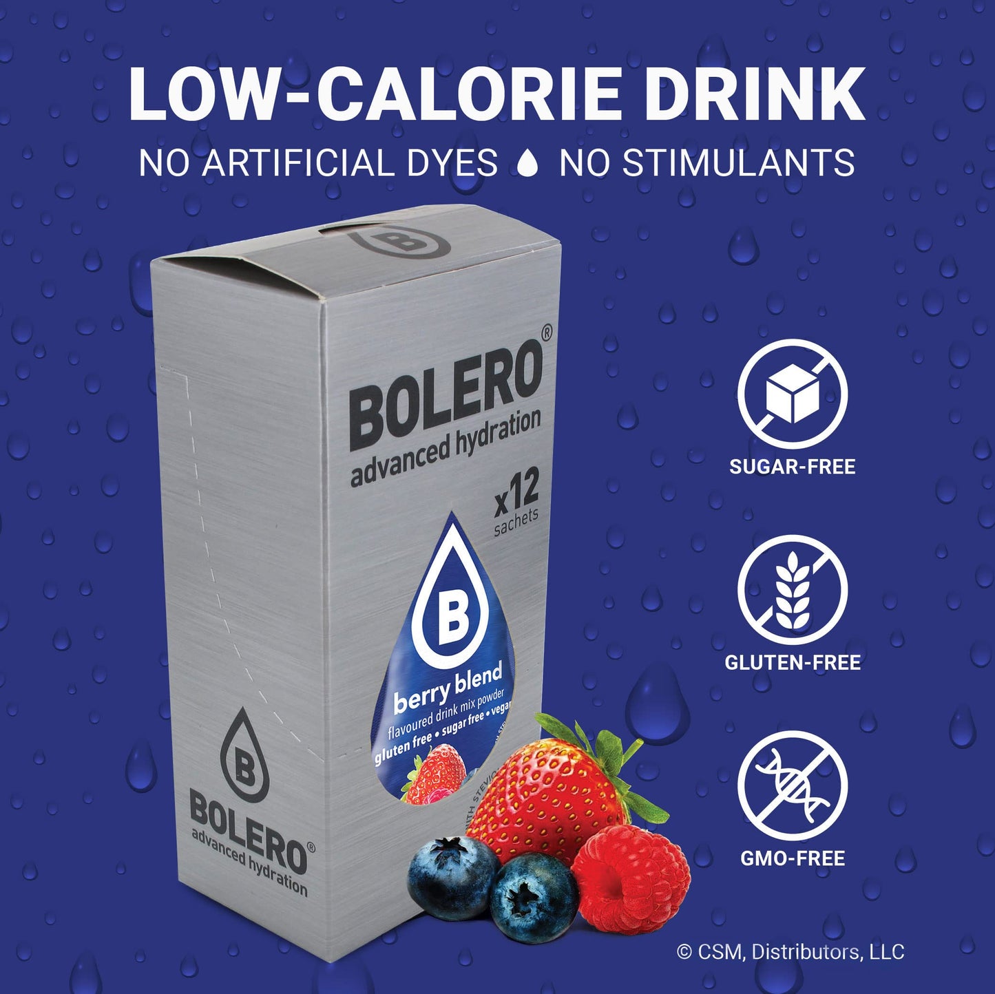 Bolero- Sugar Free Drink Mix Packets Berry Blend Fruit Flavors | Powdered Flavored Water Packets | 36 Small Sachet On The Go Packets