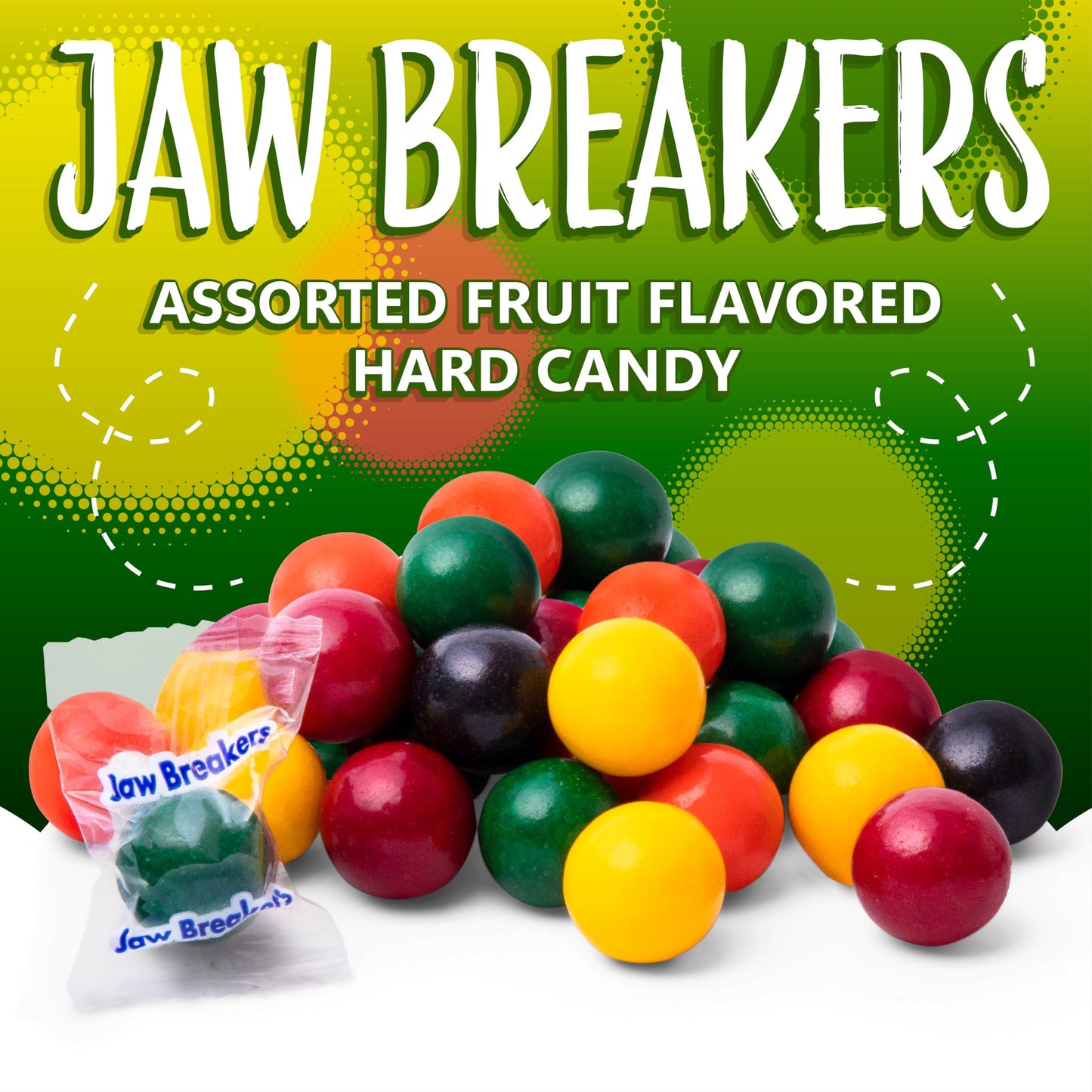 Jawbreaker Candy 1.5-Pound Bag | Assorted Fruit Flavors | Classic Jaw Breakers Hard Candy Individually Wrapped | Retro Candy for Office, Parties