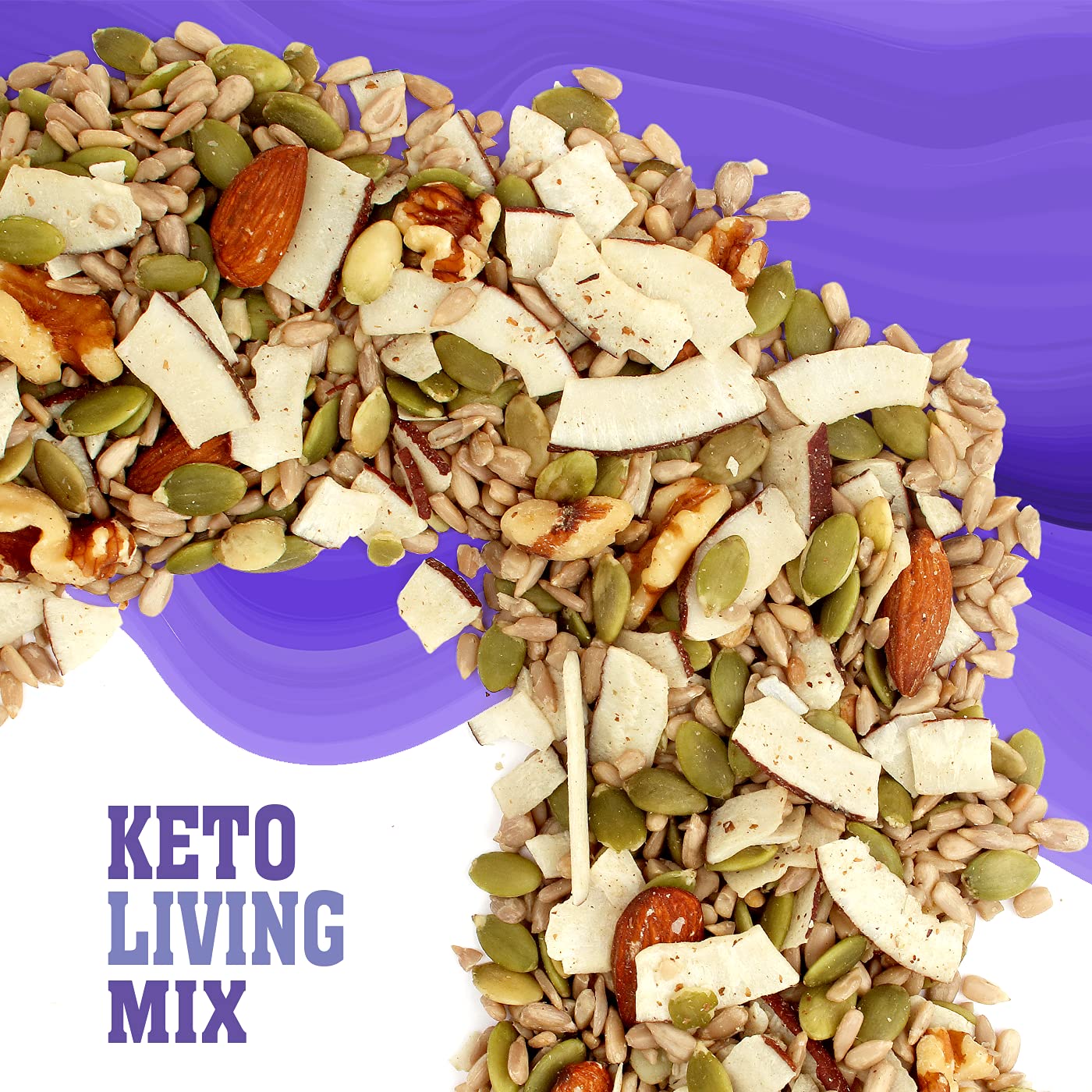 Sunkist® Keto Living Trail Mix - Fruit, Nut and Seeds, Low Sodium, Gluten Free Snack with Sunflower Seeds, Coconut, Almonds, Pumpkin Seeds,