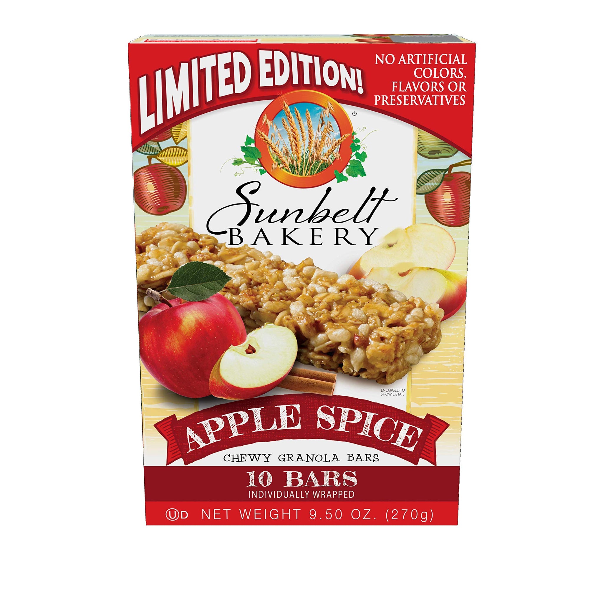 Sunbelt Bakery Apple Spice Seasonal Chewy Granola Bars, 1.0 oz Bars, 60 Count