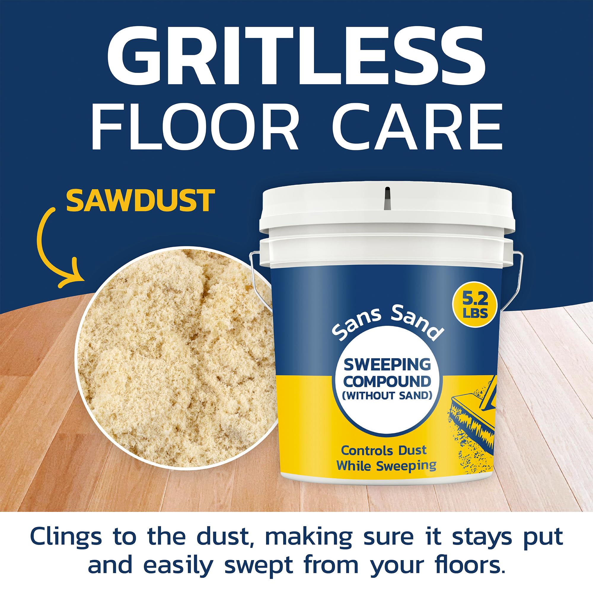 Banner Chemical Sans Sand Gritless Sweeping Compound Without Sand - Effective Dust Control, Non Abrasive and Safe for Smooth, Finished & Polished